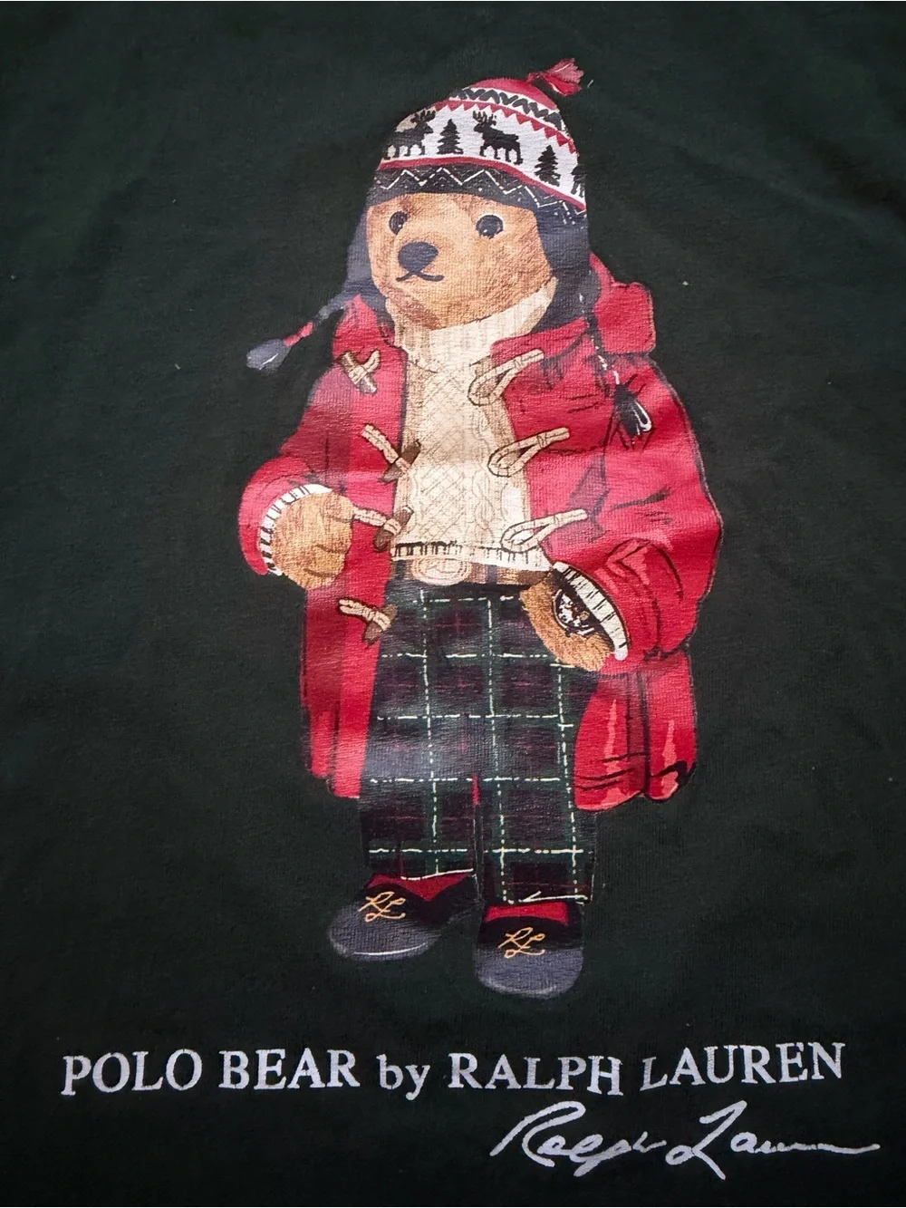 Polo by Ralph Lauren Kids Green Long-Sleeve Tee with Polo Bear Graphic
